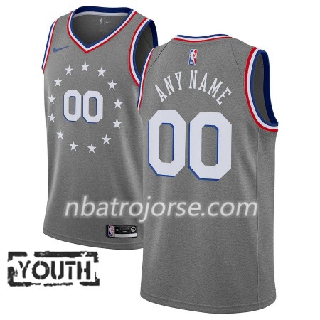 Barn Philadelphia 76ers Tröja Skräddarsydda 2018-19 Nike City Edition Grå Swingman